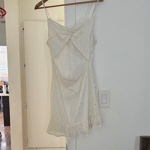 White Lace Cutout Mini Dress